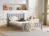 Twin Single-Layer Wooden Bed Vertical Decorative Strips Curved Headboard and Footboard Bed Frame 19973764