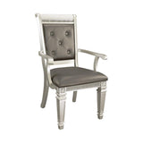 Modern Glam Silver Finish Furniture Set of 2 Armchairs Gray Faux Leather Upholstered Wooden B011125862