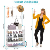 5-Tier Dustproof Entryway Hall Tree Coat Rack Shoe Rack With 8 Removable Hooks Freestanding Shoe 71189357