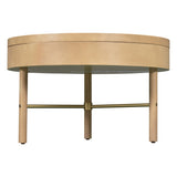 ZNTS Modern Round Wood Rotating Tray Coffee Table with Storage & Metal Legs in Natural N735P185132N