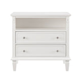Open Space and 2 Drawers Dresser Nightstand with Charging Station, Farmhouse End Table with USB W1693P216932