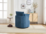 Blue Swivel Accent Chair,Round Swivel Barrel Chair,Armchair Upholstered Living Room Chair Corduroy W2120P293679