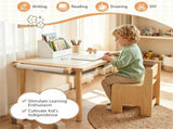 6-in-1 Kids Adjustable Height Sensory Activity with Chair, Natural Pine Wood Water Sand Play 61411915