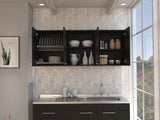 Superior 150 Wall Cabinet With Glass, Four Interior Shelves, Two Double Door -Black B20091983