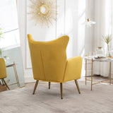 Sovarol Velvet Button-Tufted Wing Back Accent Chair, Yellow T2574P164253