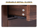 Brown P2 density board solid wood veneer frame 75*40*61CM two drawers with upper compartment 38698742