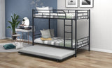 ZNTS Twin-Over-Twin Metal Bunk Bed With Trundle,Can be Divided into two beds,No Box Spring needed ,Black 57622186