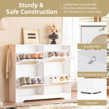 Mid-Century Narrow Design Tipping Bucket Shoe Cabinet with 4 Flip Drawers, Elegant Entryway Shoe N721P288701K