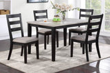 Classic Stylish Black Finish 5pc Dining Set Kitchen Dinette Wooden Top Table and Chairs Upholstered B011119011