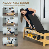 ZNTS Wooden Adjustable Weight Bench 59421374