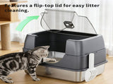 Galaxy stainless steel beige cat litter box, sturdy and durable, easy clean, odorless, non stick 42312819