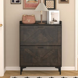 Shoe Cabinet with 2 Flip Drawers& Open Shelves,Modern Entryway Shoe Storage Cabinet, SlimNarrow W679P154753