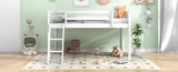 ZNTS Twin Size Wood Low Loft Bed with Ladder, ladder can be placed on the left or right, White WF313084AAK