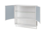 23.62" Modern Arched Glass Double-Door Wardrobe with Shatterproof Non-Glass Mirror - Double-Layer W757P314595