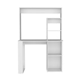 Writing Computer Desk with Storage Shelves and Hutch, White B097132999