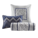 7 Piece Tufted Comforter Set Navy King B03596832