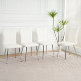 Modern white PU dining chair, cloth upholstered chair, electroplated metal chair legs, suitable for W210P224292