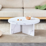 A white MDF material circular patterned coffee a 31.4-inch white center modern coffee W1151131600