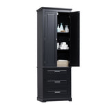 Tall Storage Cabinet with Three Drawers for Bathroom/Office, Black WF299282AAB