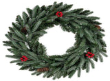 24" Pre-Lit Christmas Wreath - 20 Warm White LEDsPine ConesRed Berries 83366207