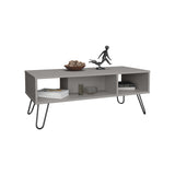 Coffee Table 15.7" H, with 4 Legs and 2 Shelves, White B097P250888