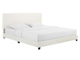 Queen Size White Boucle Upholstered Platform Bed B108P160258