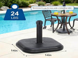 24 lb. Square Patio Umbrella Base Outdoor Umbrella Stand for Use with Patio Table in Black 23490773