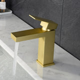 Gold Bathroom Faucet, Brushed Gold Faucet for Bathroom Sink, Gold Hole Bathroom Faucet Modern W1932P156127