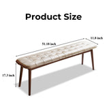(Off White) Natural Oak Wood for Dining Bench Table Bench for Living Room With Leather Cushion W1283P297200
