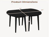 45" Extendable Dining Table Set, 2 Half-Round Tables Convertible to Oval for 4-6 People Black 18447026