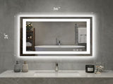 24"X36" Anti-fog LED Bathroom Mirror with Dual Light Source and Three Lighting Modes, White 40650246