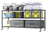 3-tier, adjustable shelf spacing, with adjustable feet and wheels, iron display stand, 117*45*104cm, 71657216
