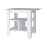 Adeline 3-Shelf Kitchen Island White and Macadamia B062103269