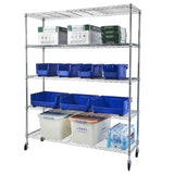 ZNTS 5-Tier NSF Heavy Duty Adjustable Storage Metal Rack with Wheels & Shelf Liners Ideal for Garage, 49670774