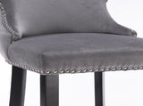 Furniture,Contemporary Velvet Upholstered Wing-Back Barstools with Button Tufted Decoration and 56021290