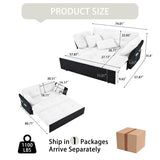 Convertible Pull Out Sofa Bed Queen Size, 3-in-1 Convertible Sleeper Couch with Thicked Cushions and W3163P269663