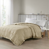 Oversized Down Alternative Blanket with Satin Trim B03598478