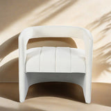 Modern Velvet Accent Chair with Ribbed Detail, Luxury Curved Fully Upholstered Accent Chair, Ivory N765P186032W