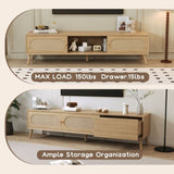 Boho TV Stand for TVs up to 80'' , Modern Farmhouse Media Console, Entertainment Center with Solid 61389525
