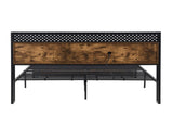 Queen Size Metal Platform Bed Frame with Wooden Headboard and with Footboard USB,Charging Station,2 W311P167043