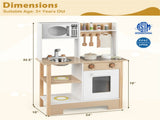 Kids Wooden Play Kitchen with 13 Accessories, Pretend Cooking Set with Chalkboard for 3, White 68389414