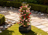 4 Adjustable Height Self-Watering Raised Planter Box with Trellis, Built-in 2L Water Reservoir PP 60198238