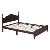 ZNTS Queen Size Wood Platform Bed Frame,Retro Style Platform Bed with Wooden Slat Support,Dark Walnut WF308185AAD