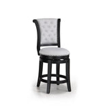 2pc Swivel Pub Stools Counter Height 24" Chair Upholstered Seat Nailhead Trim Footrest Wooden Dining B011P262311