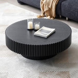 ZNTS BLACK MDF coffee table 39.37inch Modern Handcraft Drum Coffee Table Round Wood Coffee Table for W876P188695