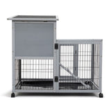 ZNTS Detachable Rabbit Hutch with Removable Tray and Rolling Casters, Gray+White W2181P190614