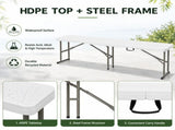 6 ft Portable Folding Bench, HDPE Plastic Indoor Outdoor Seat with Steel Frame, White, 1 Pack 18120772