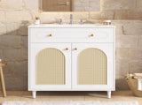 30" Bathroom Vanity with Ceramic Sink, Solid Wood Frame Bathroom Sink Cabinet with Adjustable Shelf, N710P293988K
