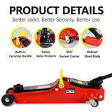 Floor Jack, 2 Ton Low Profile Floor Jack, Heav yDuty Steel Racing Floor Jack with Single Piston 40758372