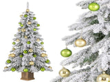 6ft Flocked Christmas Tree with 589 Branch Tips - Snow-Laden Design, 48 Xmas Balls Included, 62204237